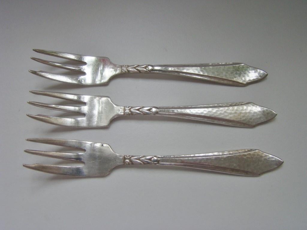 3 verzilverde gebaksvorkjes antiek [10], Antiek en Kunst, Antiek | Bestek, Ophalen of Verzenden