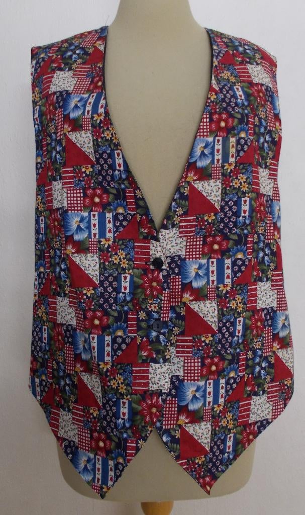 Folklore fleurig print gilet! L, Kleding | Dames, Tops, Zo goed als nieuw, Maat 42/44 (L), Rood, Zonder mouw, Ophalen of Verzenden