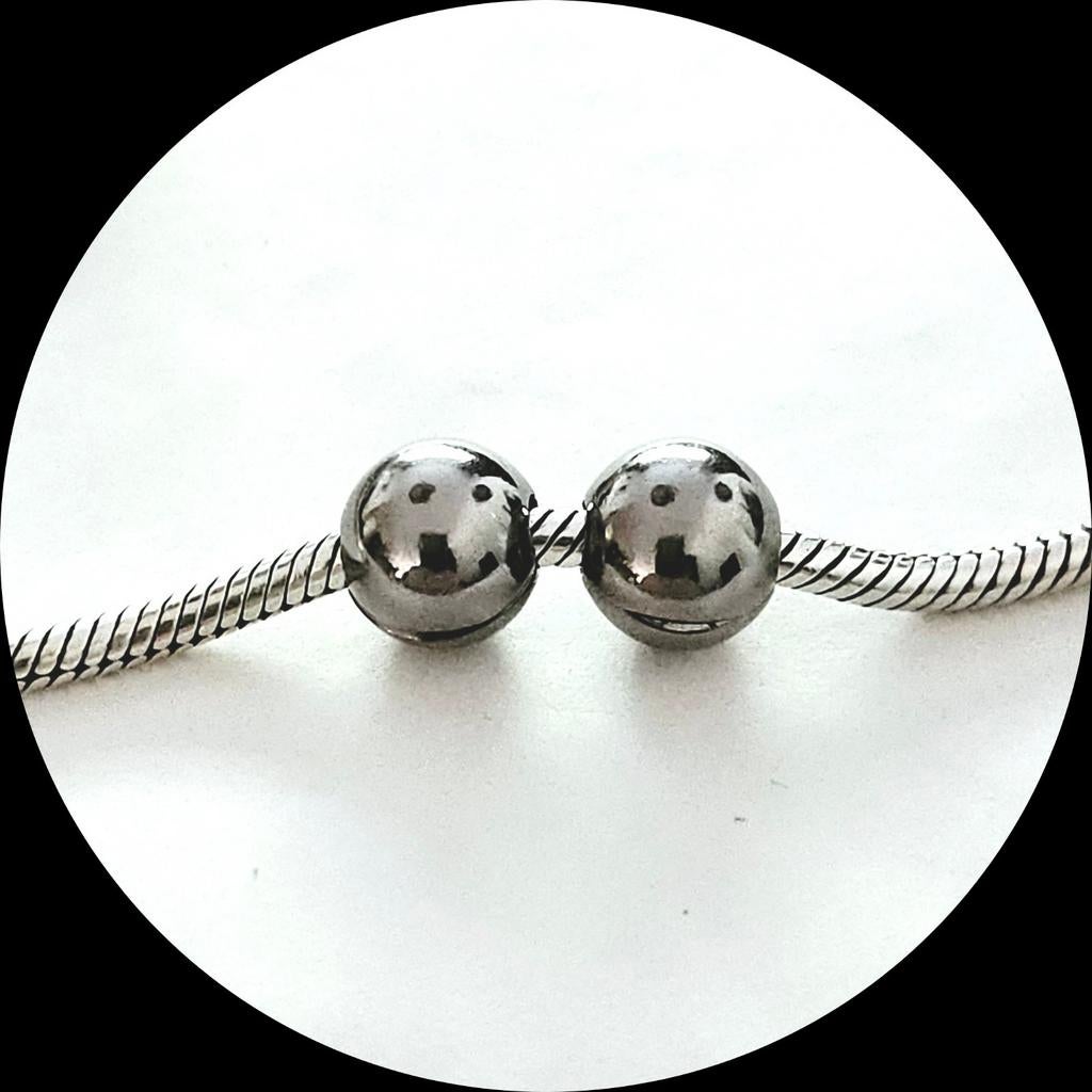 Pandora zwarte ronde Rhodium Clip 791000BR / voor armband, Pandora, Ophalen of Verzenden, Zo goed als nieuw, 2 of 3 bedels