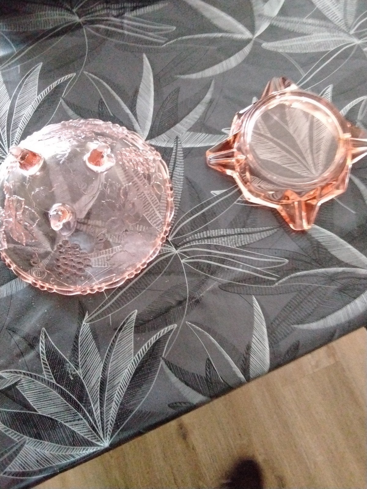 Roze glazen schaal en asbak - Vintage set, Ophalen of Verzenden