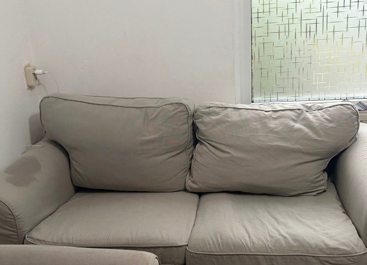 Comfortabele 3-zitsbank en fauteuil - Gebruikt, Huis en Inrichting, Banken | Bankstellen, Ophalen, Gebruikt, Driepersoons, 75 tot 100 cm