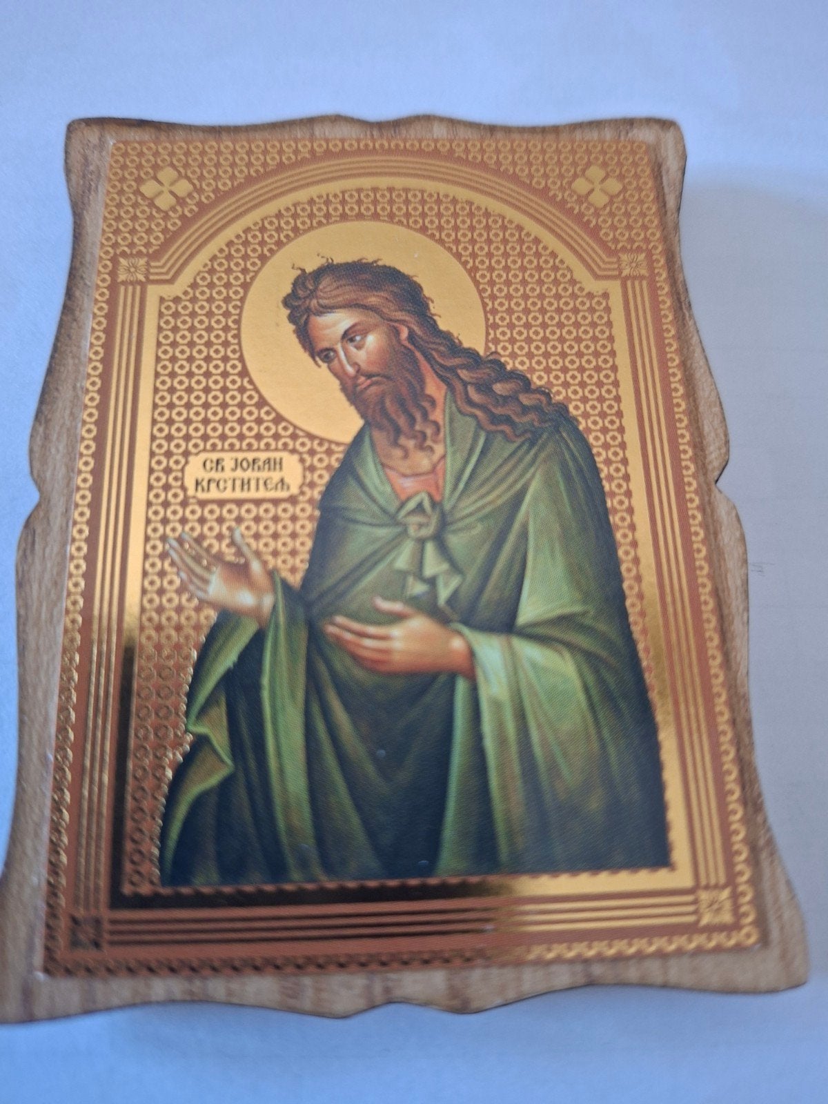 Houten icoon van Johannes de Doper, Antiek en Kunst, Ophalen of Verzenden