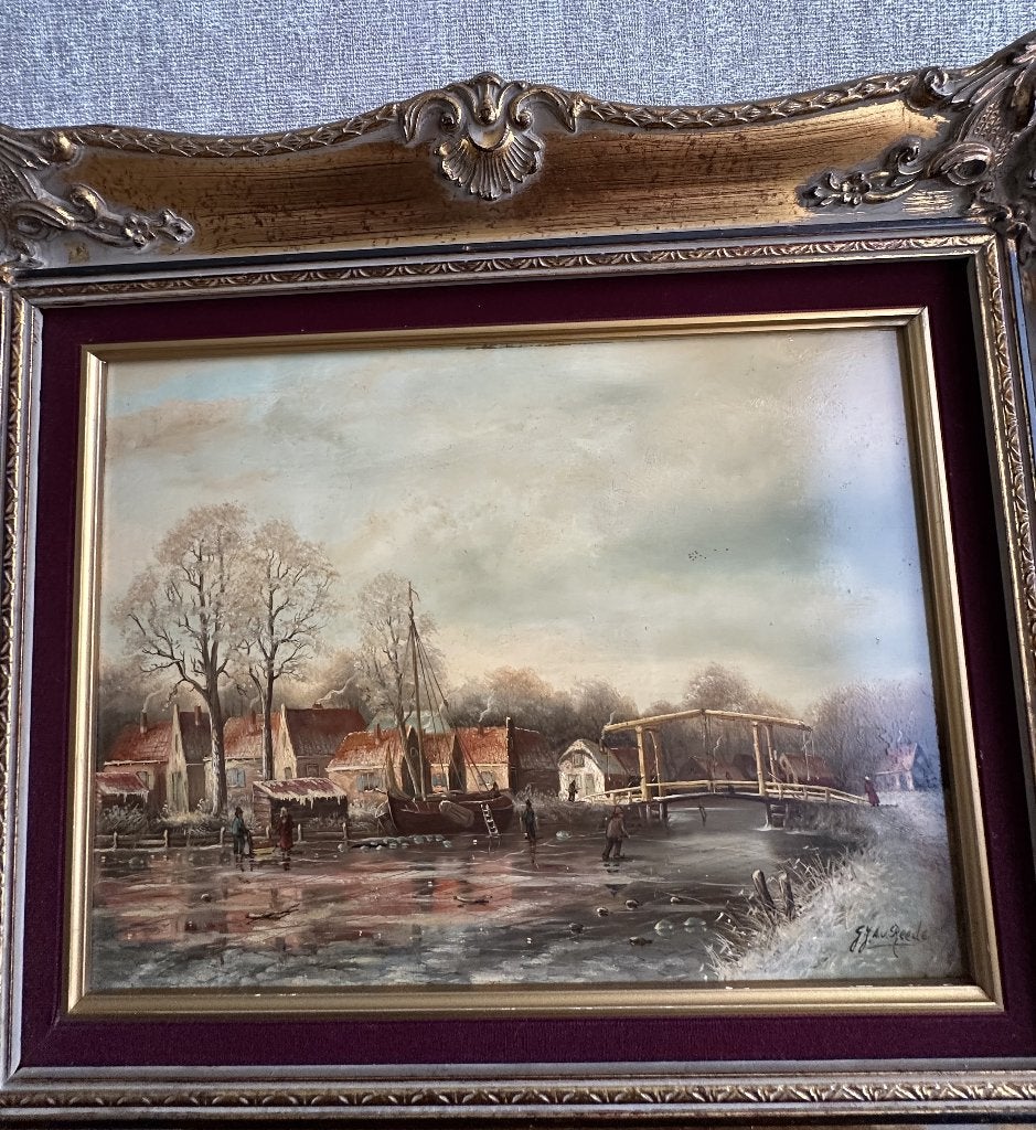 Schilderij van Reede, Antiek en Kunst, Ophalen of Verzenden, Gesigneerd, Landschap, Doek