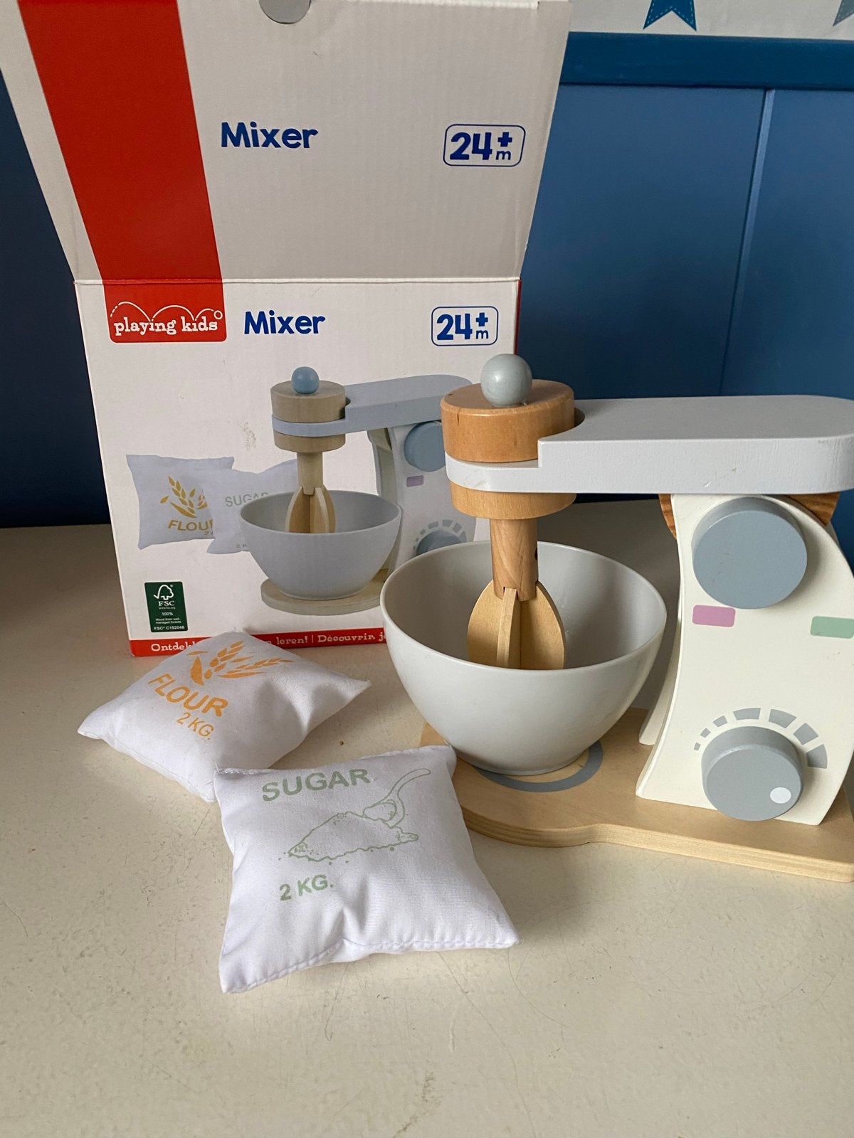 Houten mixer met meel en suiker zakjes, Ophalen of Verzenden, Zo goed als nieuw, Jongen of Meisje