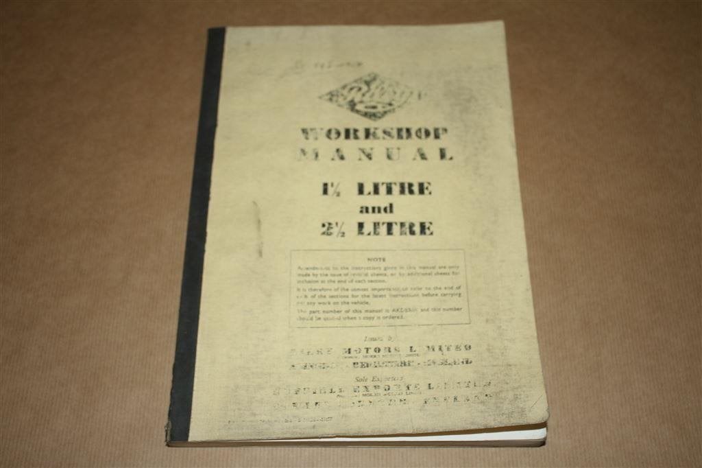 Riley Workshop Manual 1½ and 2½ Litre, Ophalen of Verzenden