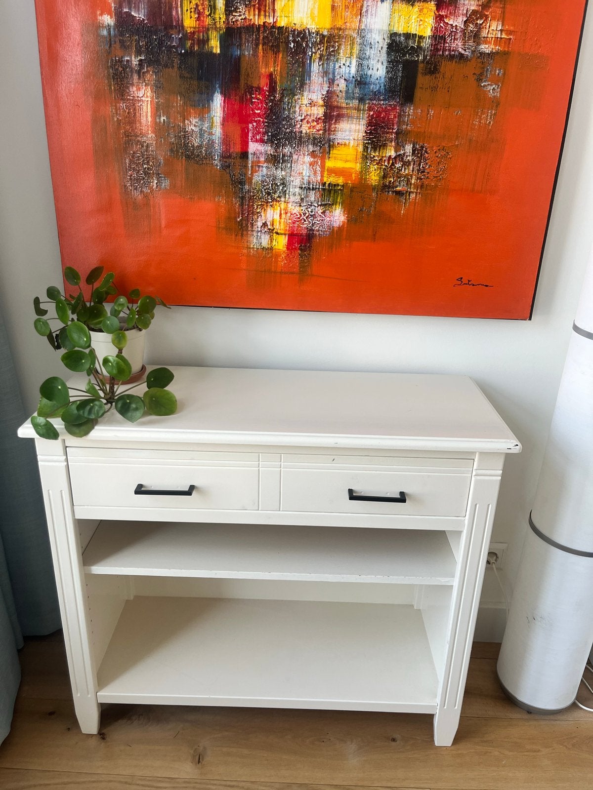 Crèmekleurig dressoir met lades en planken, Ophalen, Gebruikt, 50 tot 100 cm, Met lade(s)