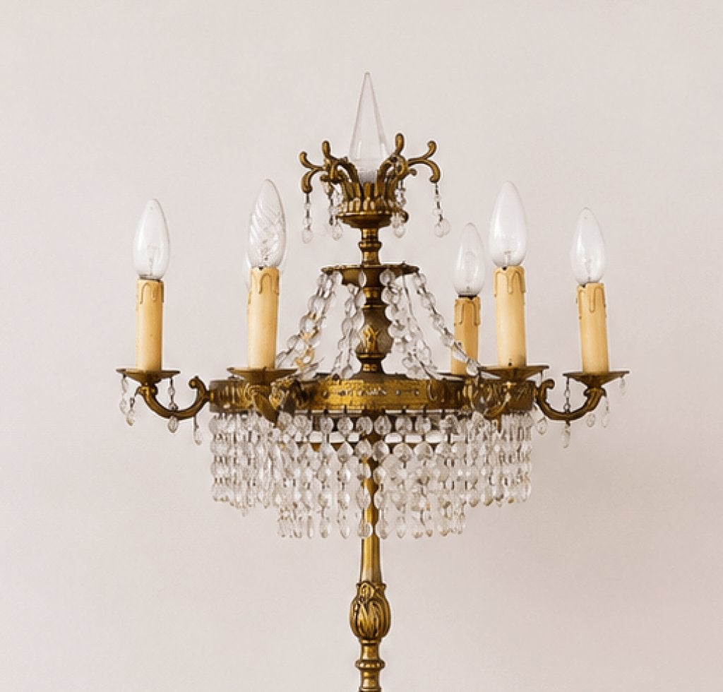 OPKNAPPER Vintage Kristal Klassiek Staande Kroonluchter Lamp, Ophalen, Gebruikt, Glas, 150 tot 200 cm