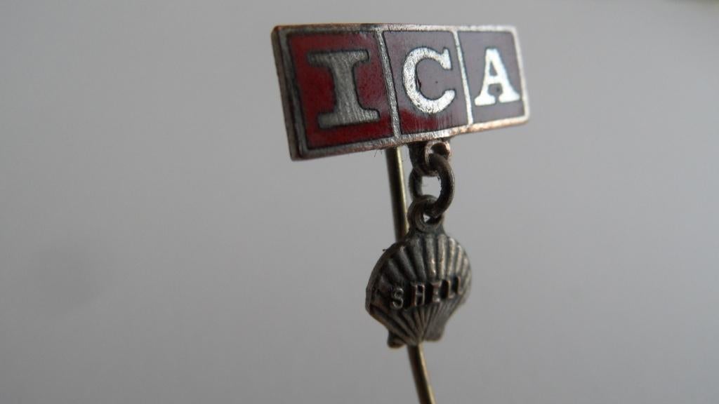 Shell ICA motorolie speld, geëmailleerd, Verzenden, Gebruikt, Merk, Speldje of Pin