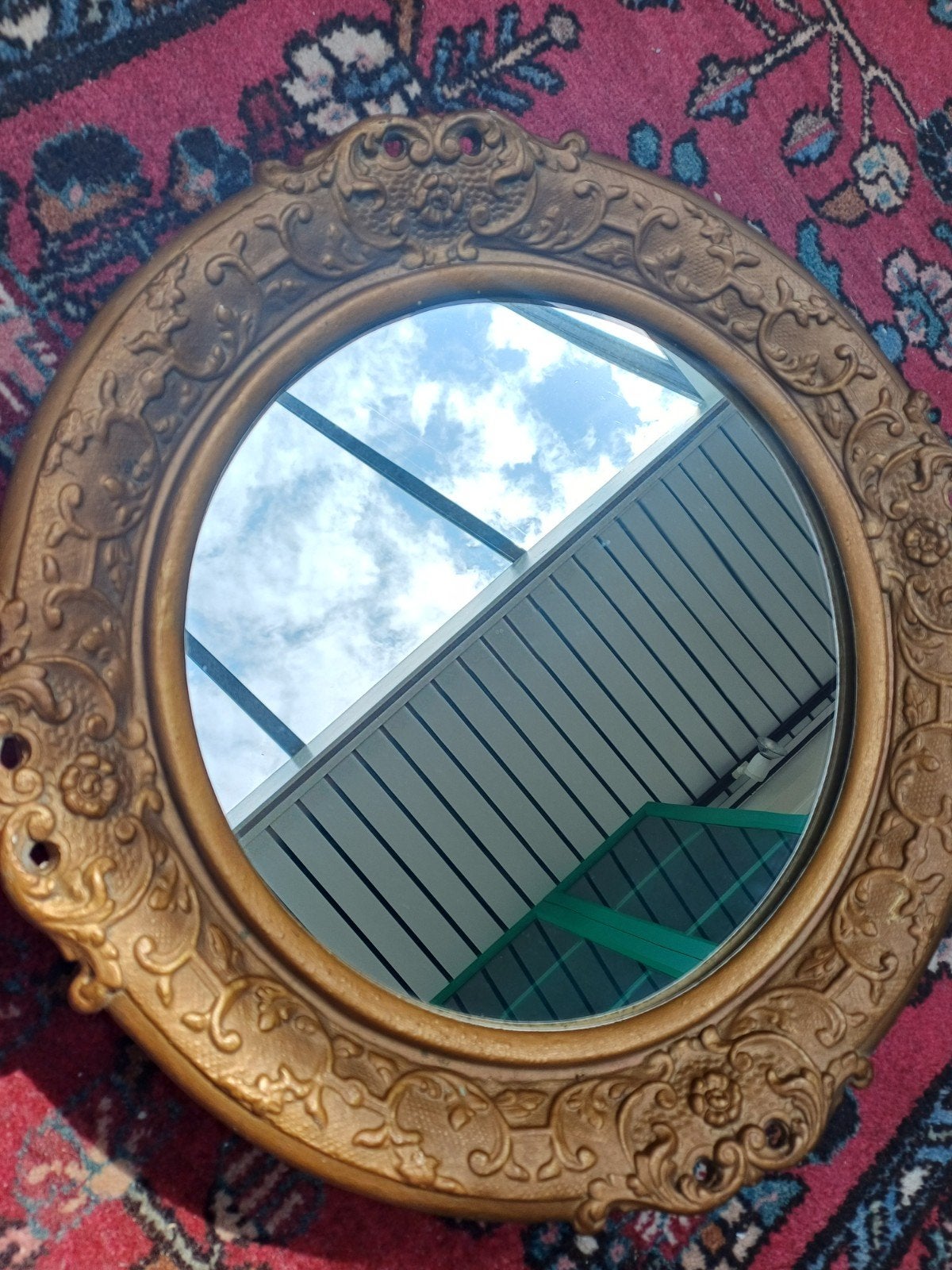 Vintage barok ronde spiegel, Ophalen, Rond, Minder dan 50 cm, Minder dan 100 cm