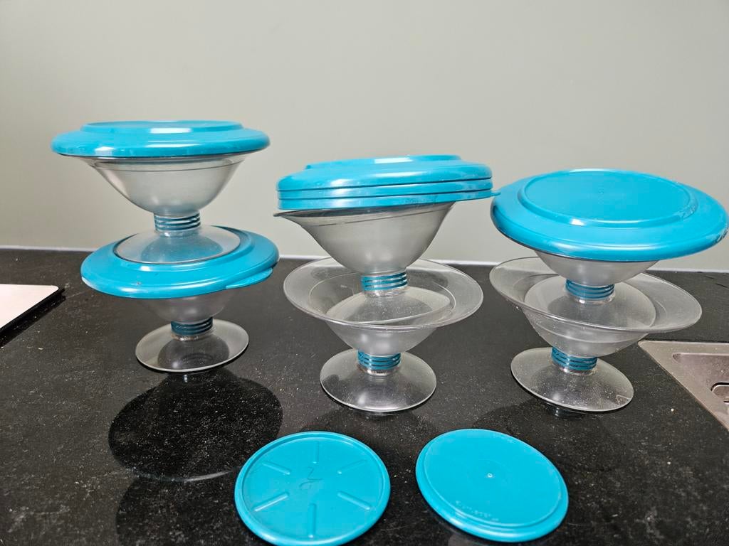 6 Tupperware dessert/ cocktail glaasjes met deksel, Ophalen of Verzenden, Groen, Bak of Kom
