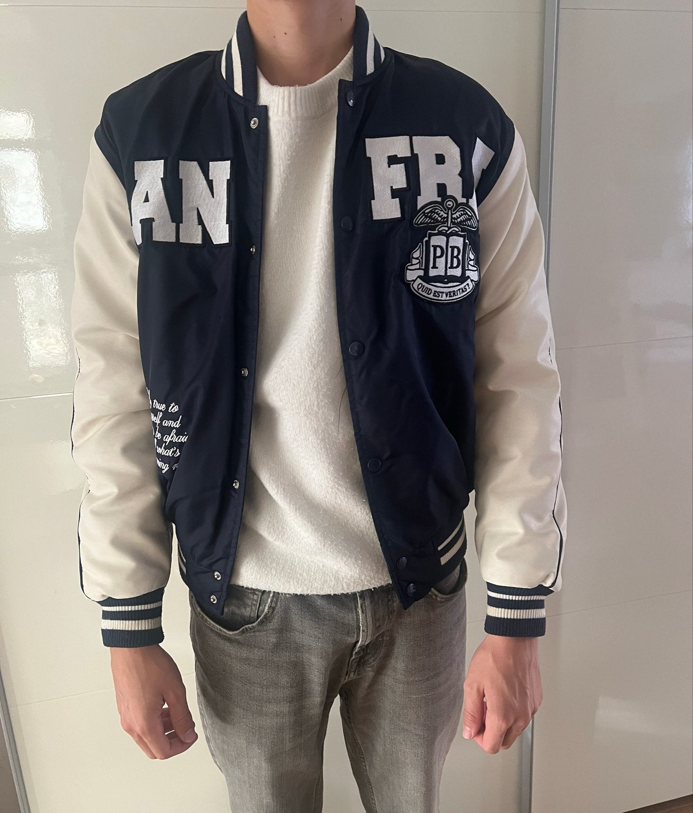 Pull&Bear Varsity Jacket San Francisco, Ophalen of Verzenden, Zo goed als nieuw, Maat 46 (S) of kleiner, Blauw