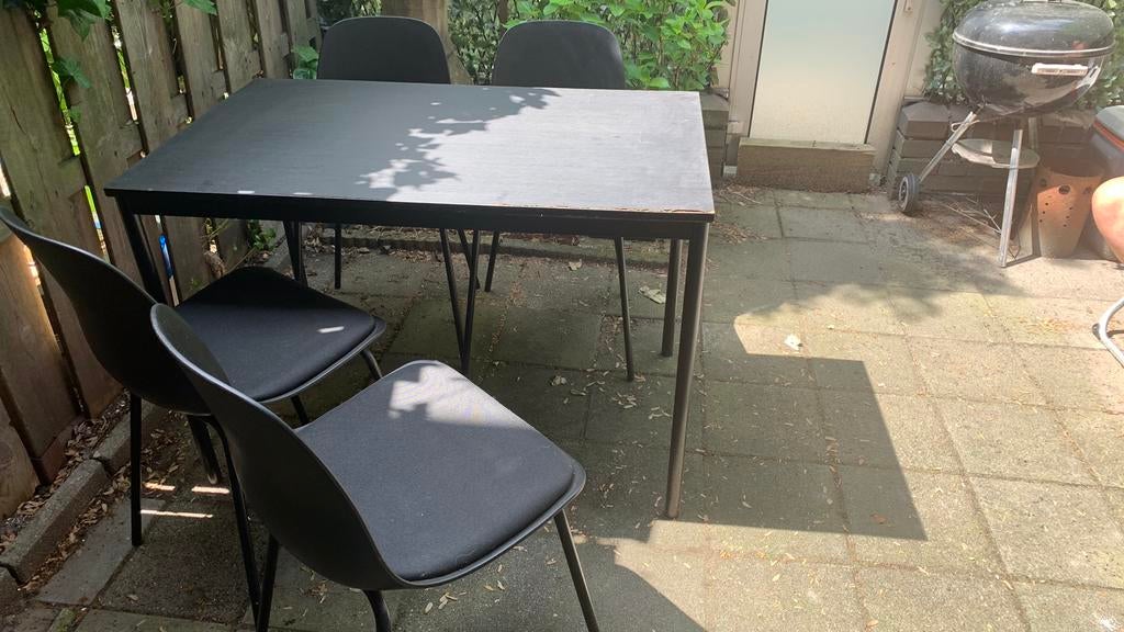 Eetafel met 4 stoelen, Ophalen, Gebruikt, Rechthoekig, 50 tot 100 cm