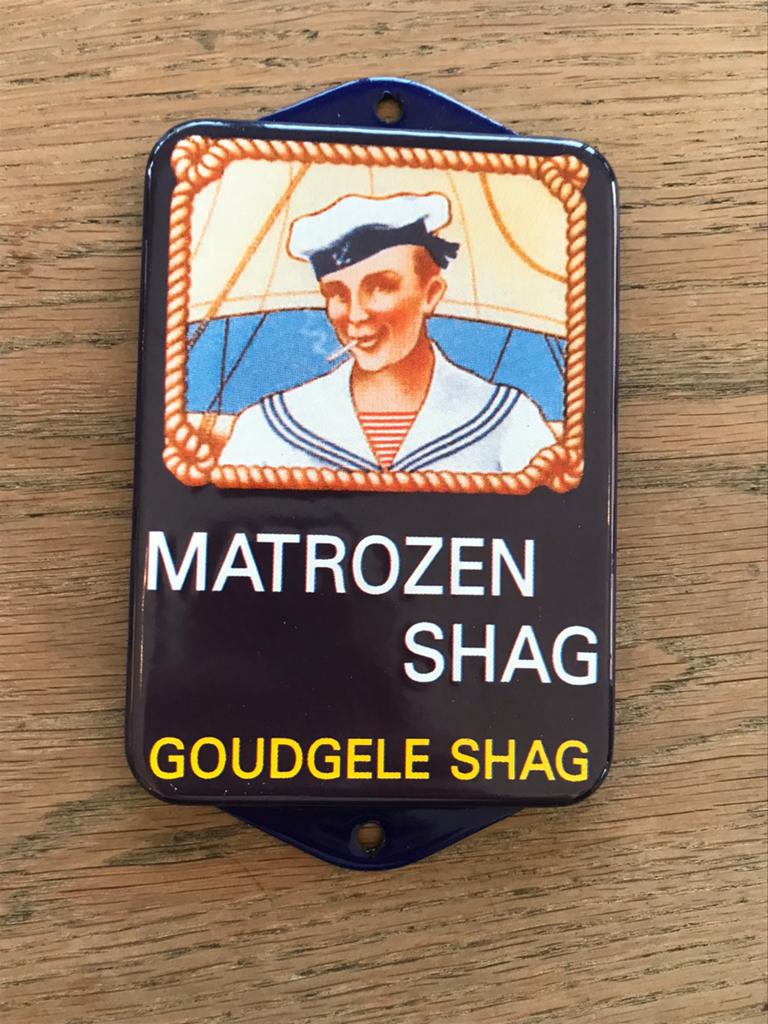 Goudse Shag emaille bordje, Verzamelen, Merken en Reclamevoorwerpen, Ophalen of Verzenden, Zo goed als nieuw, Reclamebord