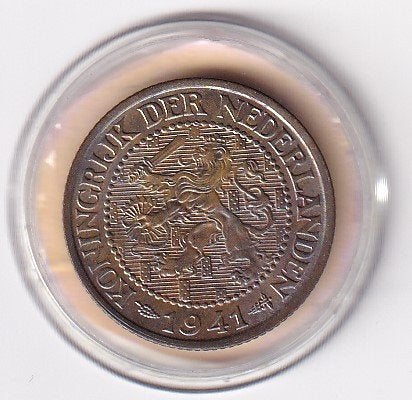 2 1/2 Cent 1941  Prachtig Mooi met diverse muntkleuren, Verzenden, Koningin Wilhelmina, Overige waardes, Losse munt