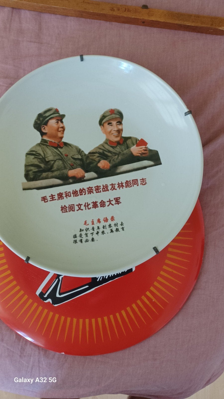Vintage Chinese porseleinen wandbord Mao Zedong 30cm, Ophalen of Verzenden