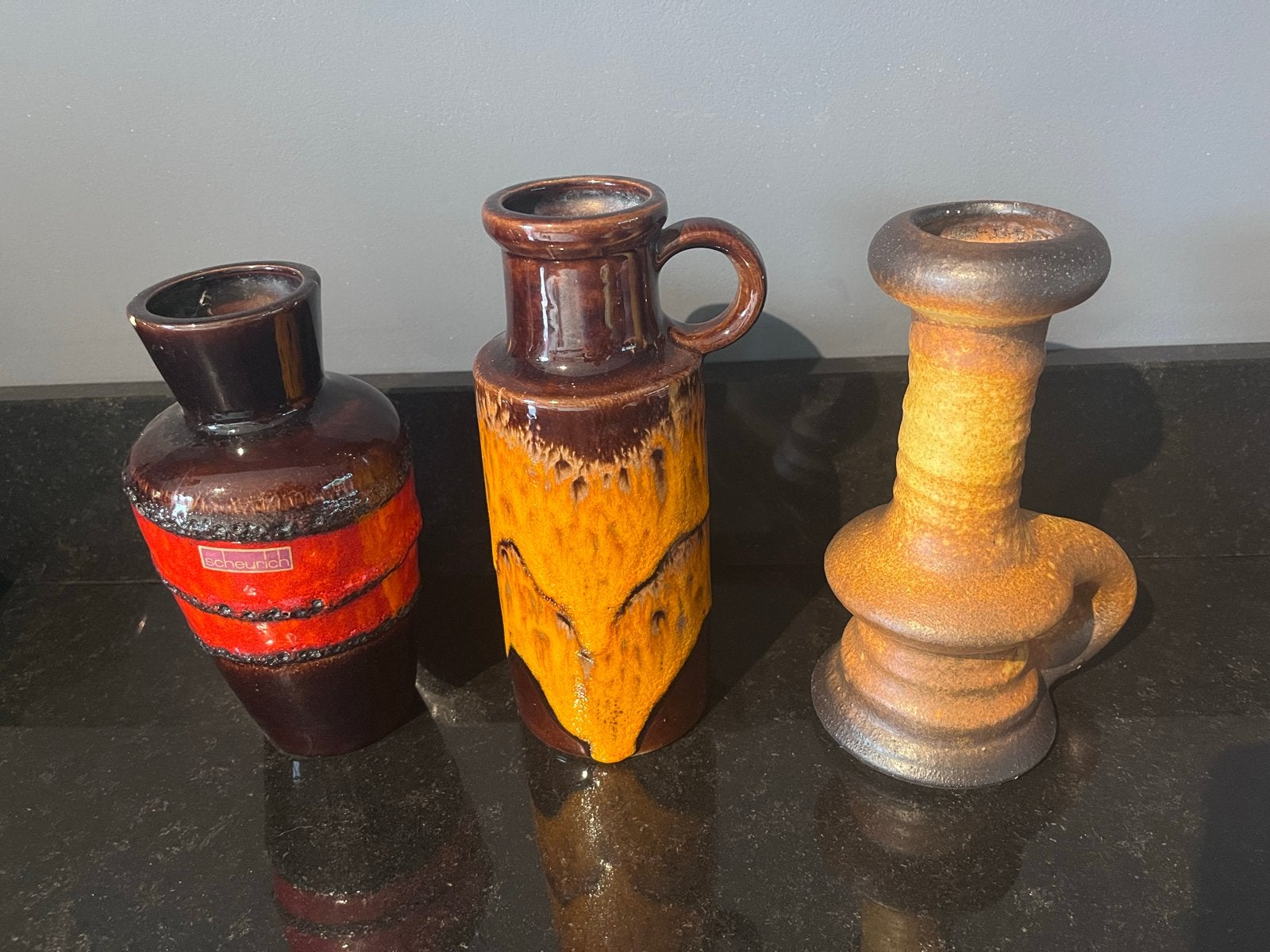3 Vintage Scheurich vazen/kruik - West Germany Keramiek, Ophalen of Verzenden