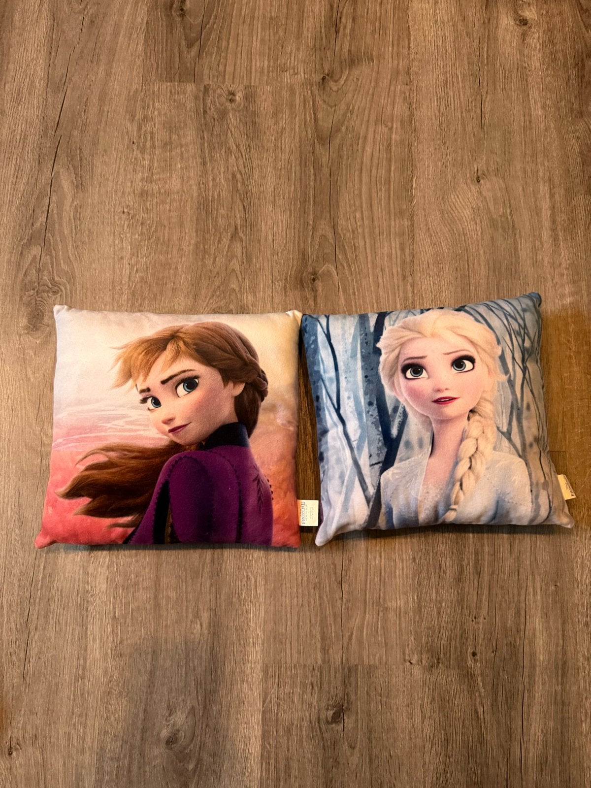 Frozen Anna & Elsa Kussenset - Decoratieve Kussens, Ophalen of Verzenden, Zo goed als nieuw, Overige kleuren, Vierkant
