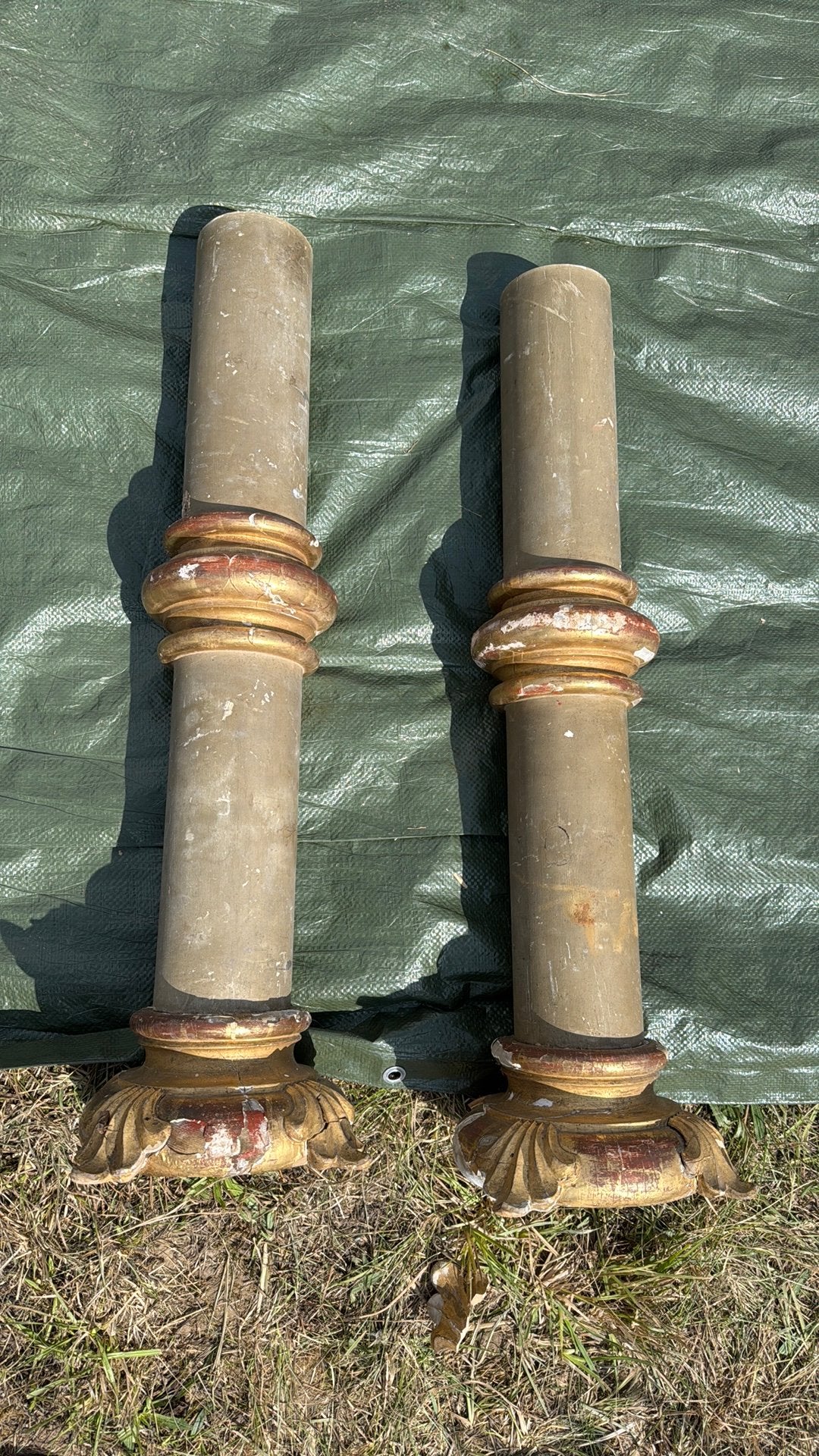 Antieke pilaren zuilen bois doré verguld, Ophalen