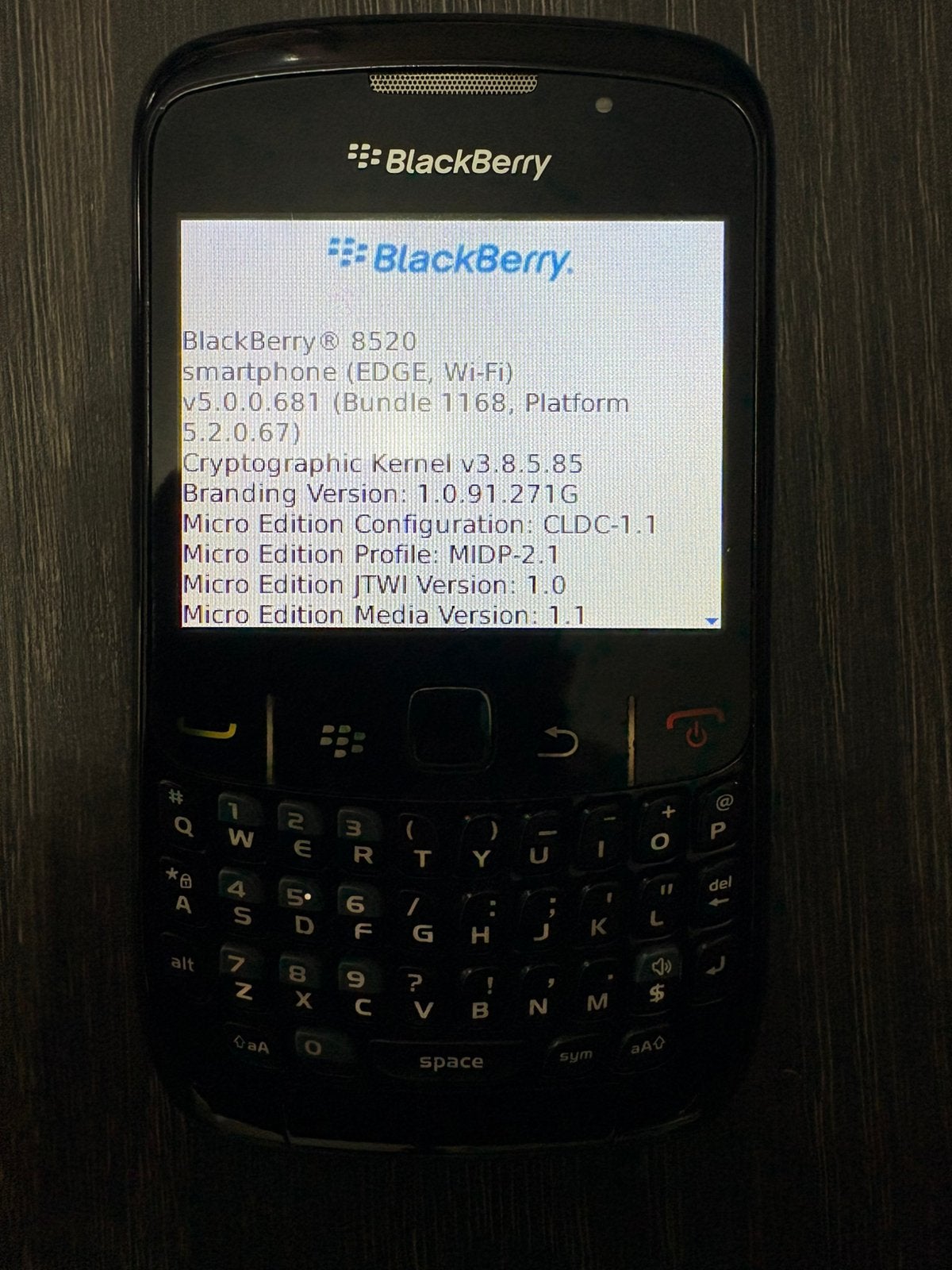 BlackBerry 8520 Curve, Gebruikt, Verzenden, Zwart, 3 tot 6 megapixel