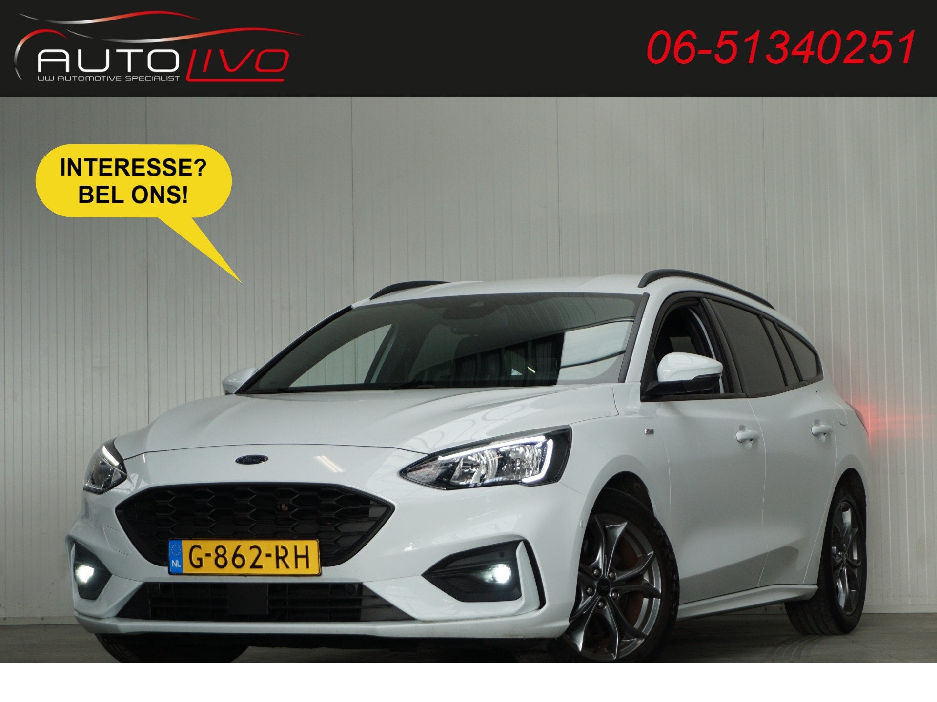 Ford FOCUS Wagon 1.5 EcoBoost ST Line Business 180 PK! H.UP, Dealer onderhouden, Stof, Wit, Handgeschakeld