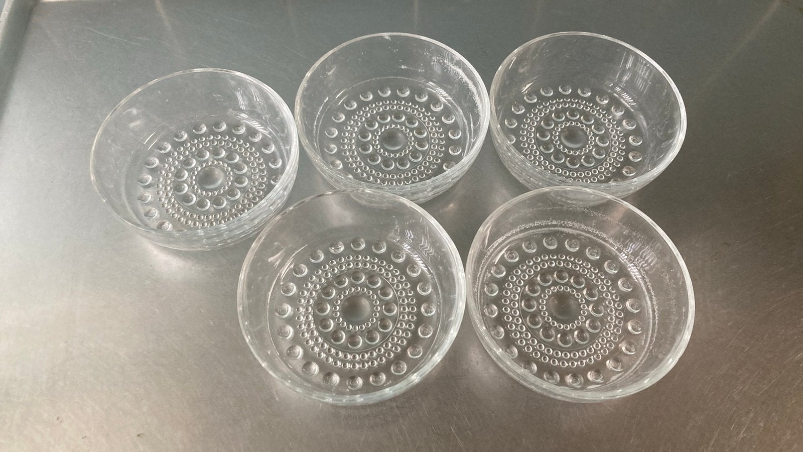 5 vintage schaaltjes glas dessert retro, Ophalen of Verzenden
