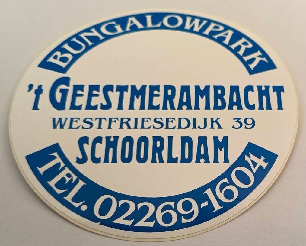 Sticker Bungalowpark 't Geestmerambacht Schoorldam, Ophalen of Verzenden, Zo goed als nieuw, Bedrijf of Vereniging