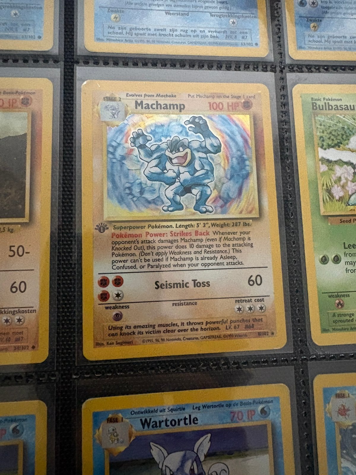 Machamp 8/102 base set 1ed, Ophalen of Verzenden, Gebruikt, Losse kaart, Foil