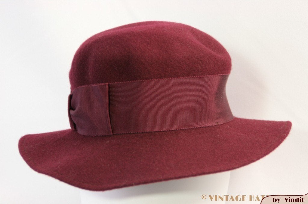 Vintage Dameshoed Lady Like paars aubergine bordeaux 56,5, Kleding | Dames, 56 of 57 cm (M, 7 of 7⅛ inch), Hoed, Lady Like, Ophalen of Verzenden