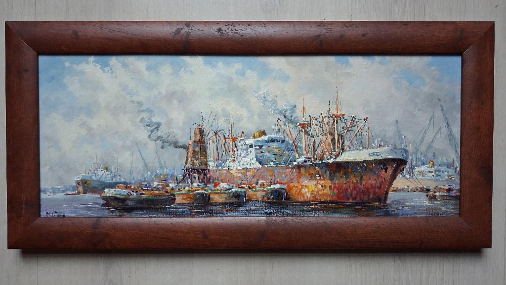 M.de Jong, Havengezicht, Ophalen of Verzenden