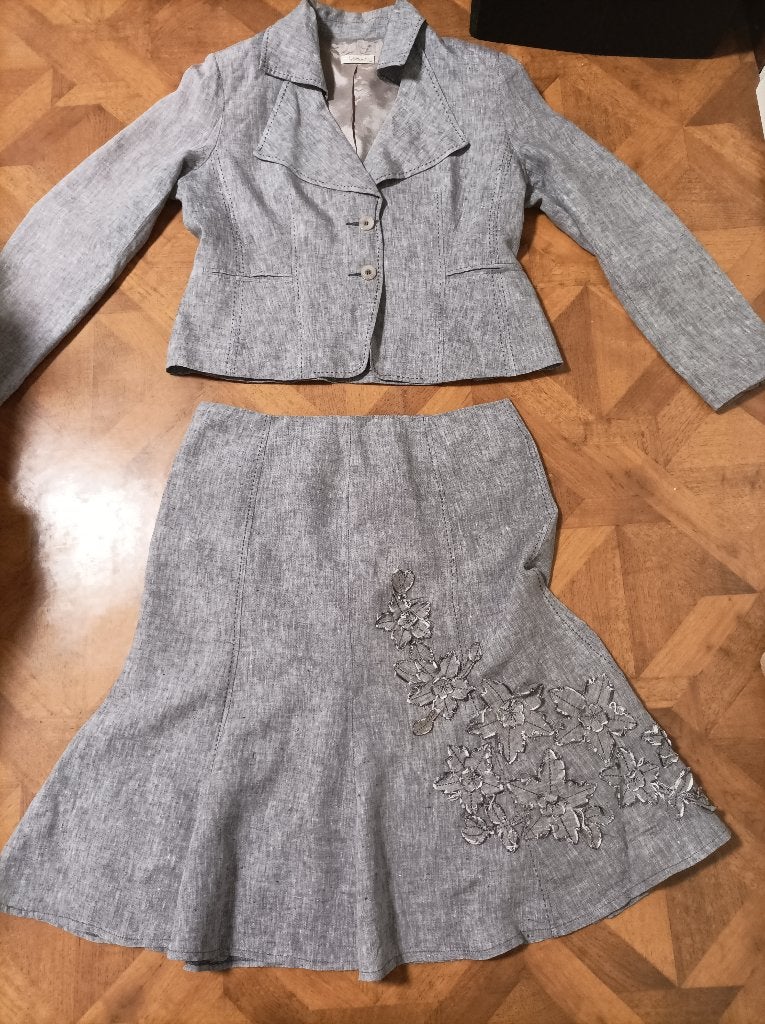 InTown linnen blazer + rok maat 40, Maat 38/40 (M), Kostuum of Pak, Ophalen of Verzenden, Grijs