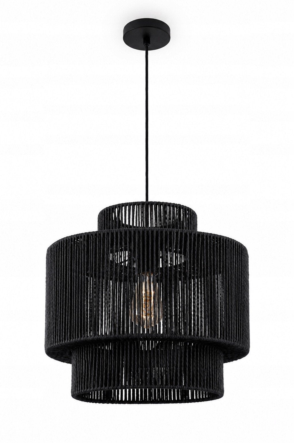 Paco Home HUGO PD1 & LUPITA M – Zwarte hanglamp – Nieuw, Nieuw, Bohemian, Japandi, Metaal, E27 (groot)