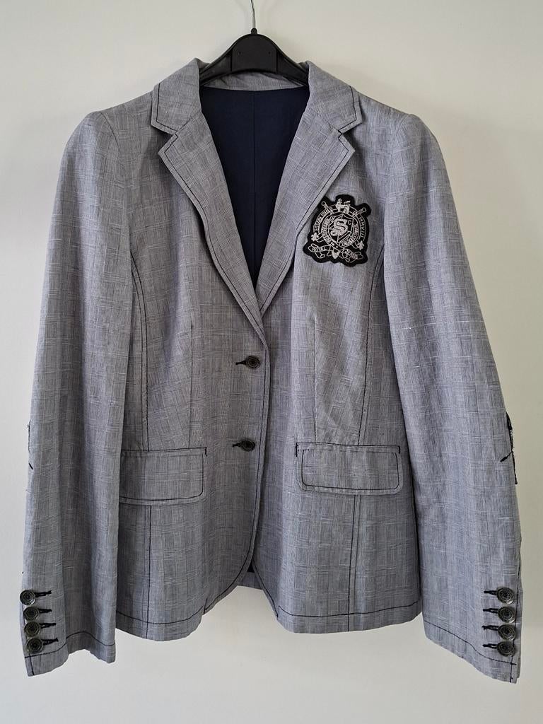 Mooi katoenen blauw wit geruit SCARVA jasje/colbert maat M, Kleding | Dames, Jasjes, Kostuums en Pakken, Ophalen of Verzenden