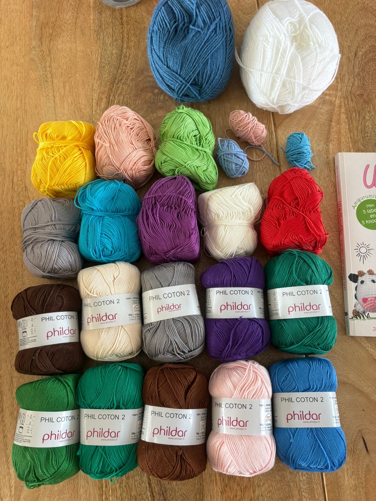 18 phildar cotton 2 bollen en haak boek, Ophalen, Zo goed als nieuw, Breien of Haken, Wol of Garen