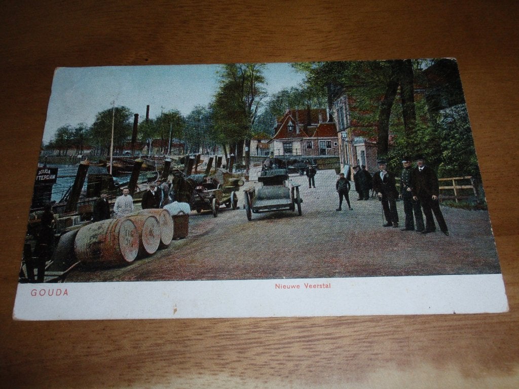 Gouda Nieuwe Veerstal Levendig, Verzenden, Voor 1920, Gelopen, Zuid-Holland