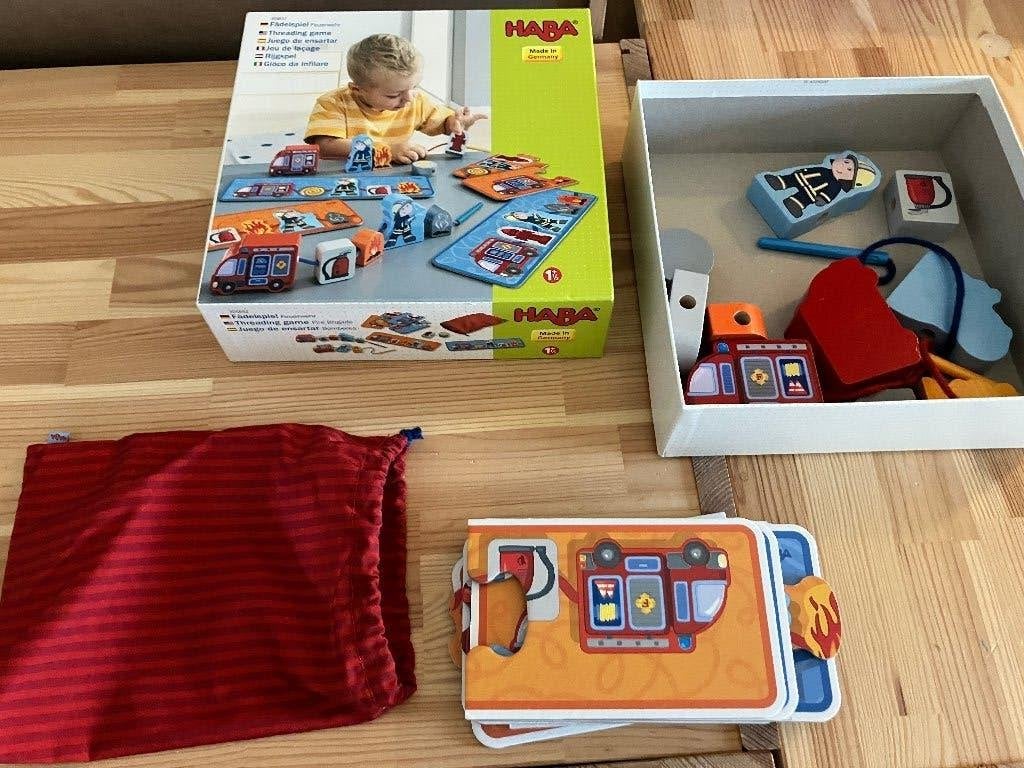 Haba rijgspel brandweer, Ophalen of Verzenden, Zo goed als nieuw, Puzzelen