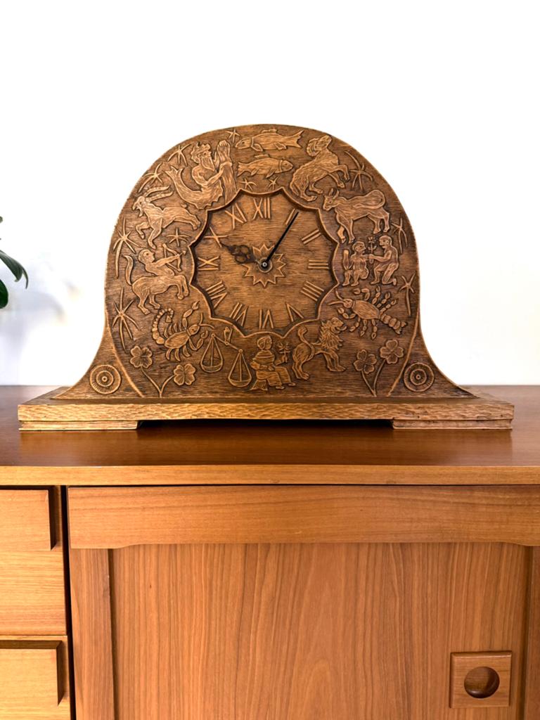Vintage eikenhouten pendule klok, Art Nouveau ‘73, Ophalen of Verzenden