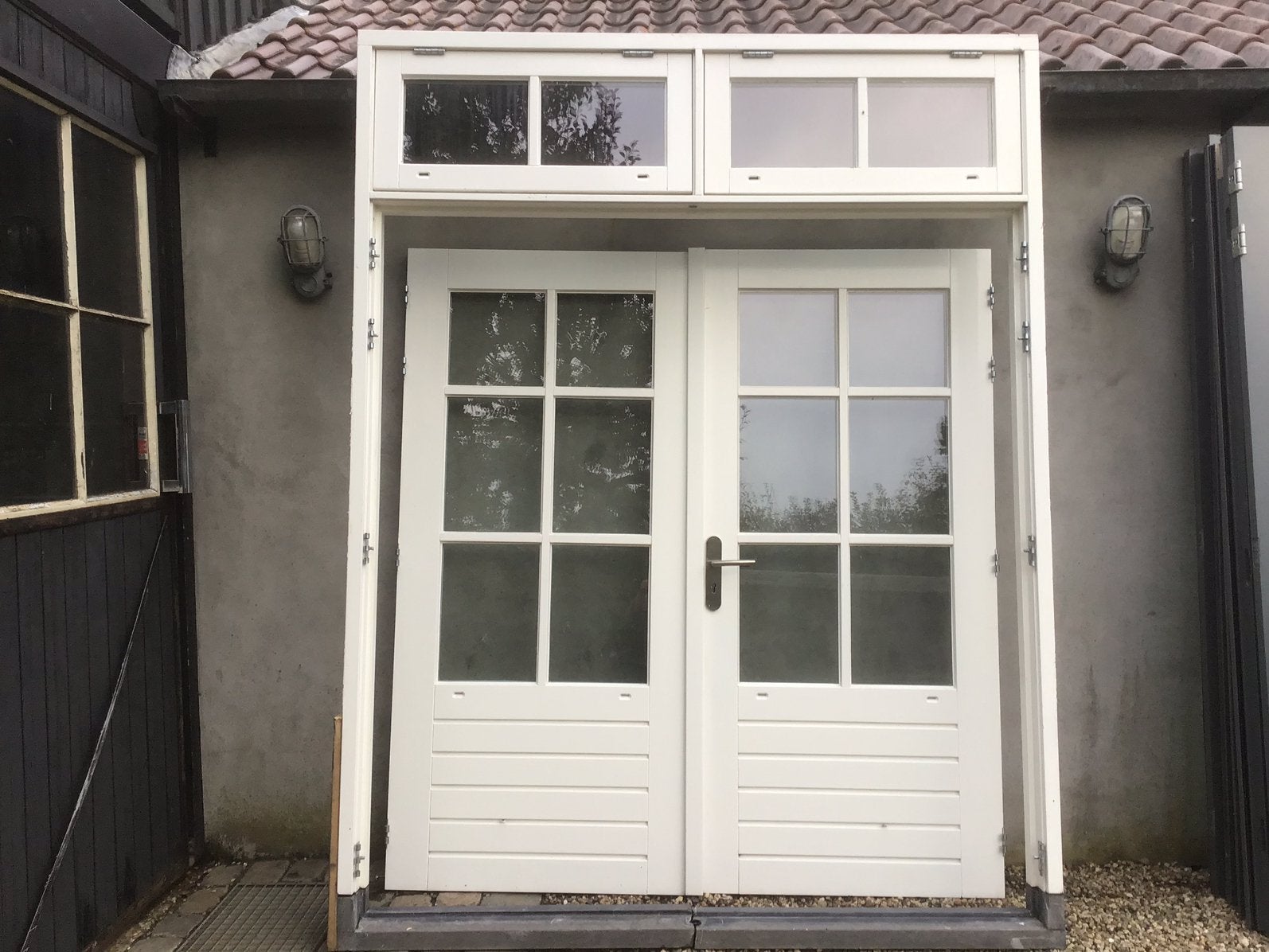 PUI openslaande dubbele deuren tuindeuren  met KOZIJN serre, Ophalen, Glas, 120 cm of meer, 215 cm of meer