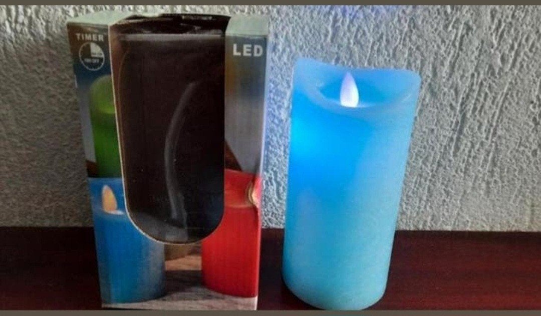 16 cm LED Kaars met Timer - Blauw, Overige materialen, Blauw, Nieuw, Ophalen of Verzenden