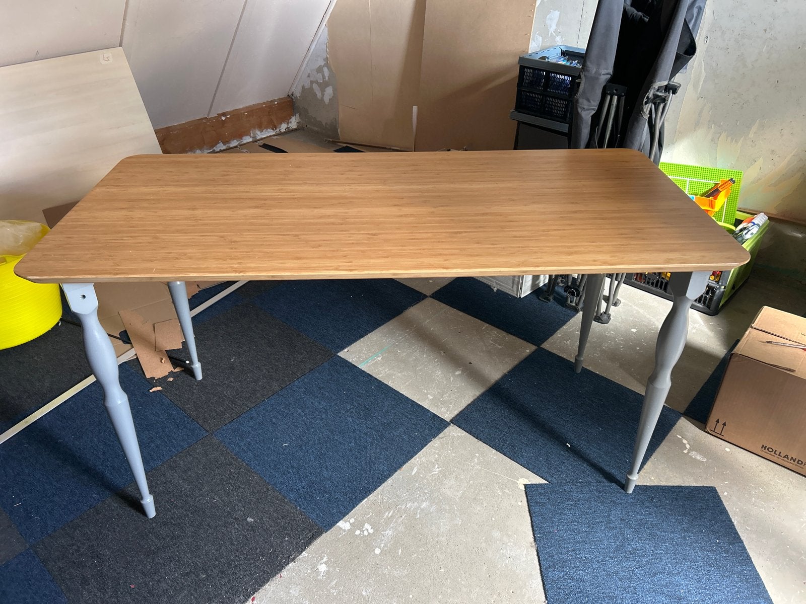 IKEA Hilver tafel/bureau - Bamboe blad met grijze poten, Huis en Inrichting, Tafels | Eettafels, Ophalen, 100 tot 150 cm, 50 tot 100 cm