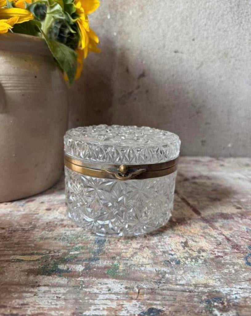 Antiek glazen doosje met knipsluiting, Antiek en Kunst, Curiosa en Brocante, Ophalen of Verzenden