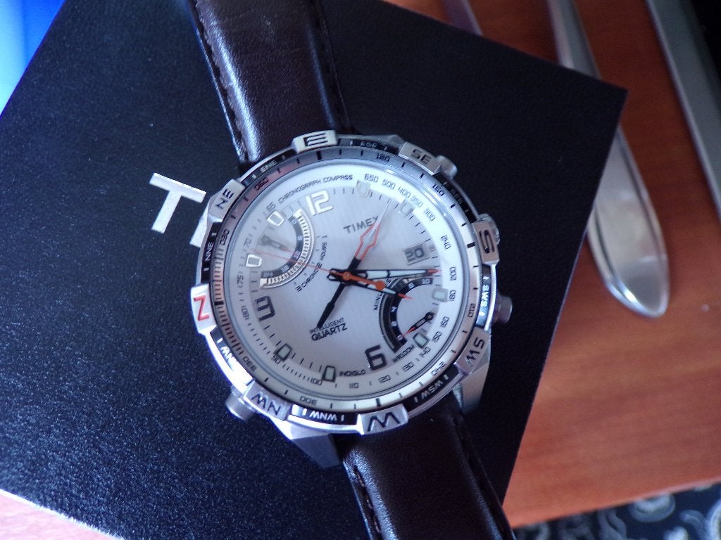 Timex T49866 Intelligent quartz, Overige merken, Leer, Staal, Polshorloge