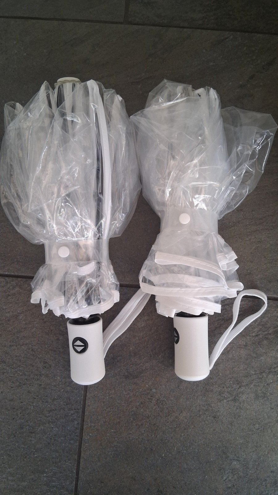 2 x opvouwbare transparante paraplu, Ophalen of Verzenden, Transparant, Zo goed als nieuw, Wit