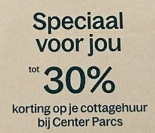 CENTERPARCS tot 30% KORTING (ook in VAKANTIES)🙂, Drie personen of meer, Kortingsbon, Bungalowpark