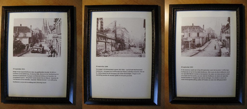 drie moderne ingelijste foto's bevrijding Eindhoven 1944, Gebruikt, Foto, Ophalen of Verzenden, 1940 tot 1960