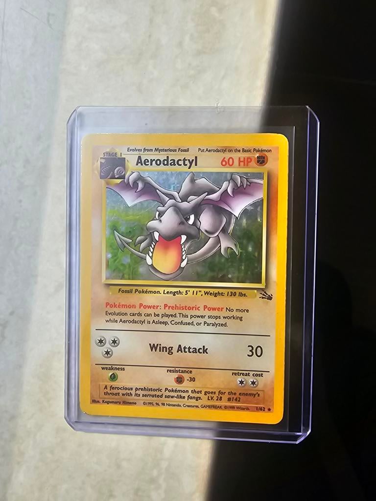 Pokémon Kaart: Aerodactyl (Fossil Set, 1/62) - Zeldzaam!, Ophalen of Verzenden, Zo goed als nieuw, Losse kaart