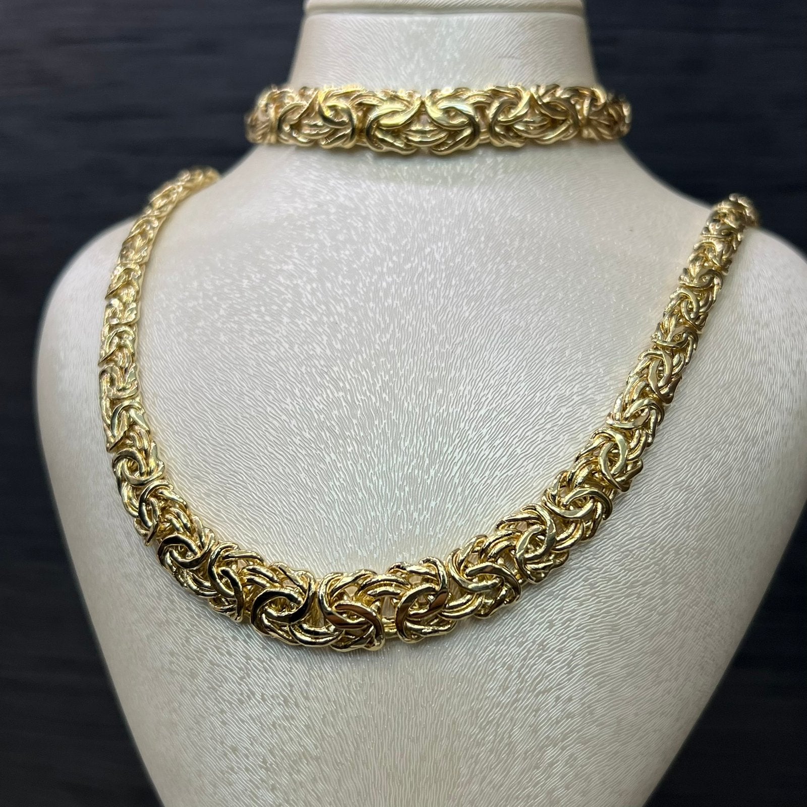 14 karaat gouden ketting met armband set schakel, Ophalen of Verzenden, Zo goed als nieuw, Goud