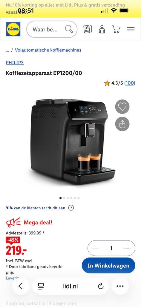 Philips EP 1200, Witgoed en Apparatuur, Koffiezetapparaten, Ophalen of Verzenden, Nieuw, Koffiemachine, Gemalen koffie