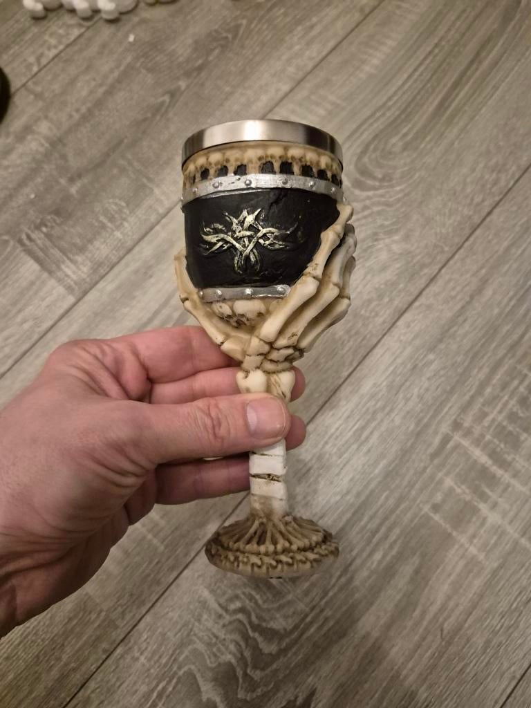 Gothic Beker (kelk) met Skelet Hand - Uniek Design, Ophalen of Verzenden, Zo goed als nieuw