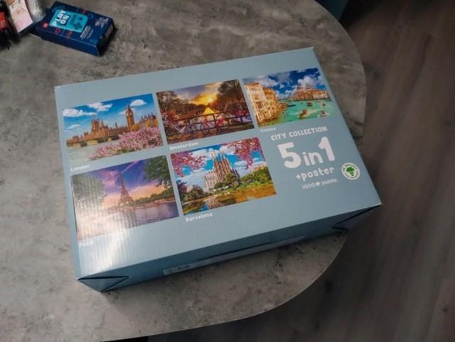 5 keer puzzel 1000 stukjes city collectie, Ophalen of Verzenden, 500 t/m 1500 stukjes, Zo goed als nieuw