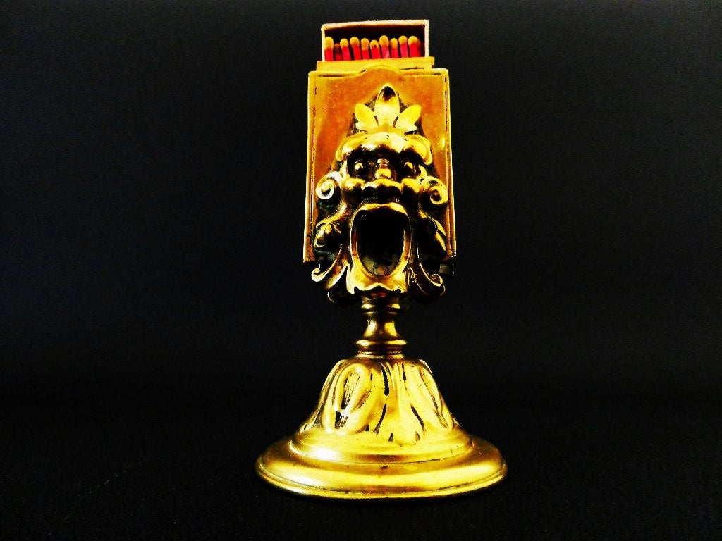 Antieke luciferhouder met mythologisch figuur Carpe Diem, Antiek en Kunst, Ophalen of Verzenden